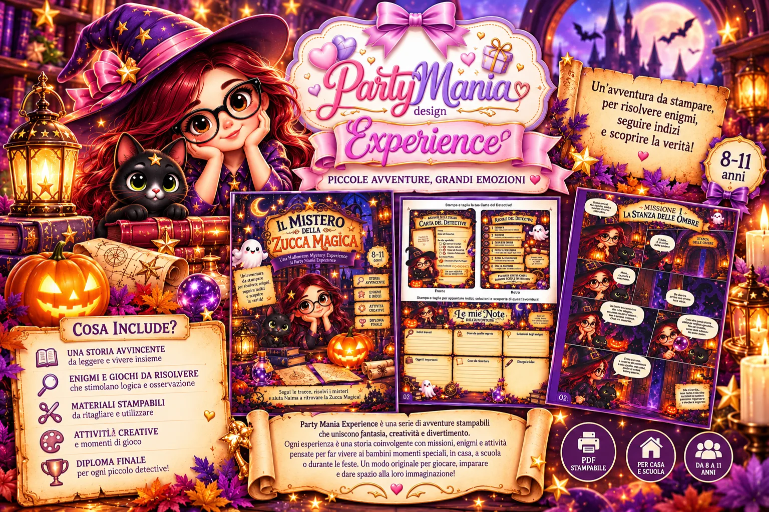 Banner dell'experince di Halloween dove viene presentato il gioco 'Il mistero della zucca magica'